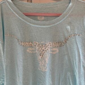 Double D Ranch Light Blue Rhinestone Tee
